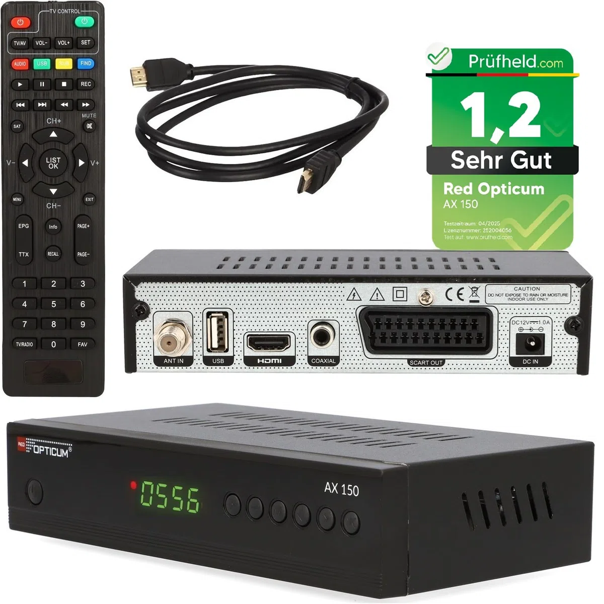 Opticum AX-150 Sat Receiver PVR Ready HD Digital Satelliten Receiver mit HDMI SCART USB