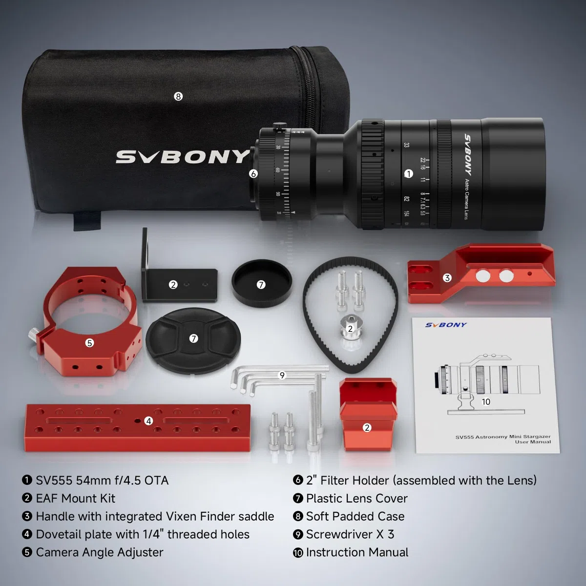 Svbony SV555 APO 54mm Astrofotografie-Teleskop, f/4,5 Vollformat-Teleskopkamera Objektiv, Manuelle Blendeneinstellung, Integrierter Flattener, für Deep-Sky-Astrofotografie, Neues Upgrade