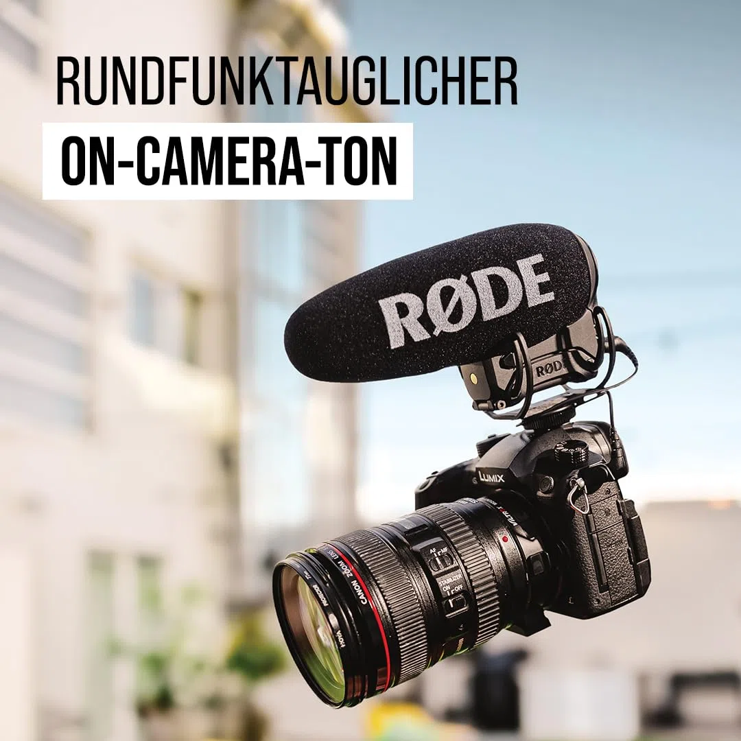 RØDE VideoMic Pro+ Premium Shotgun-Mikrofon für die Kamera mit Hochpassfilter, Hochfrequenzverstärkung, Pad, Sicherheitskanal für Filmemachen, Erstellen von Inhalten und Standortaufnahmen, Black