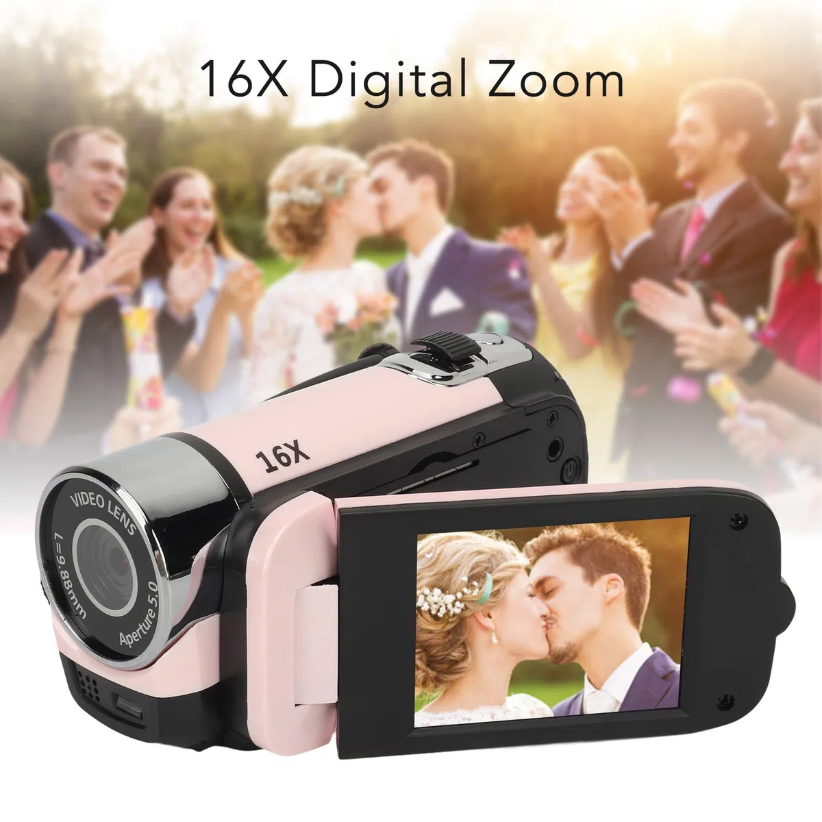 ASHATA D90 Videokamera Camcorder, 1080P 16 MP Digitalkamera Recorder, 2,4 Zoll Drehbarer Bildschirm, 16 facher Digitalzoom Camcorder Kamera mit Fülllicht ()