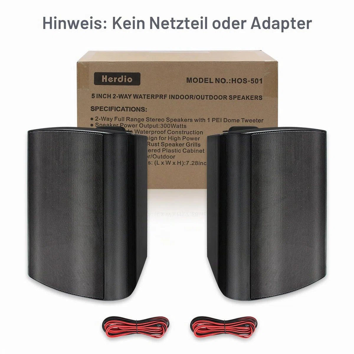 Herdio 5,25 Zoll 300 Watt Außenlautsprecher Outdoor-Lautsprecher für Outdoor Indoor Wandhalterung Patio Deck Camper Garten, Terrasse, Restaurant(1 Paar, schwarz)