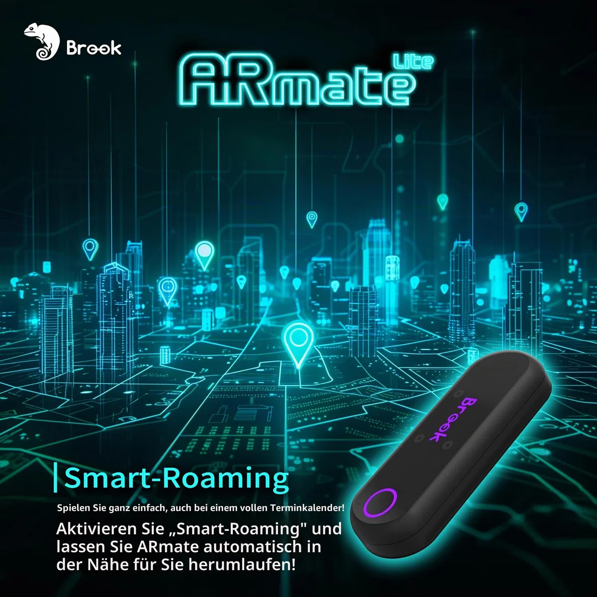 Brook AR Mate Lite Auto Catcher für Pokémon GO, Mini Bluetooth Auto Catch & Auto Spin Gerät, Smart Roaming GPS Walker, Tragbares Zubehör mit App Steuerung
