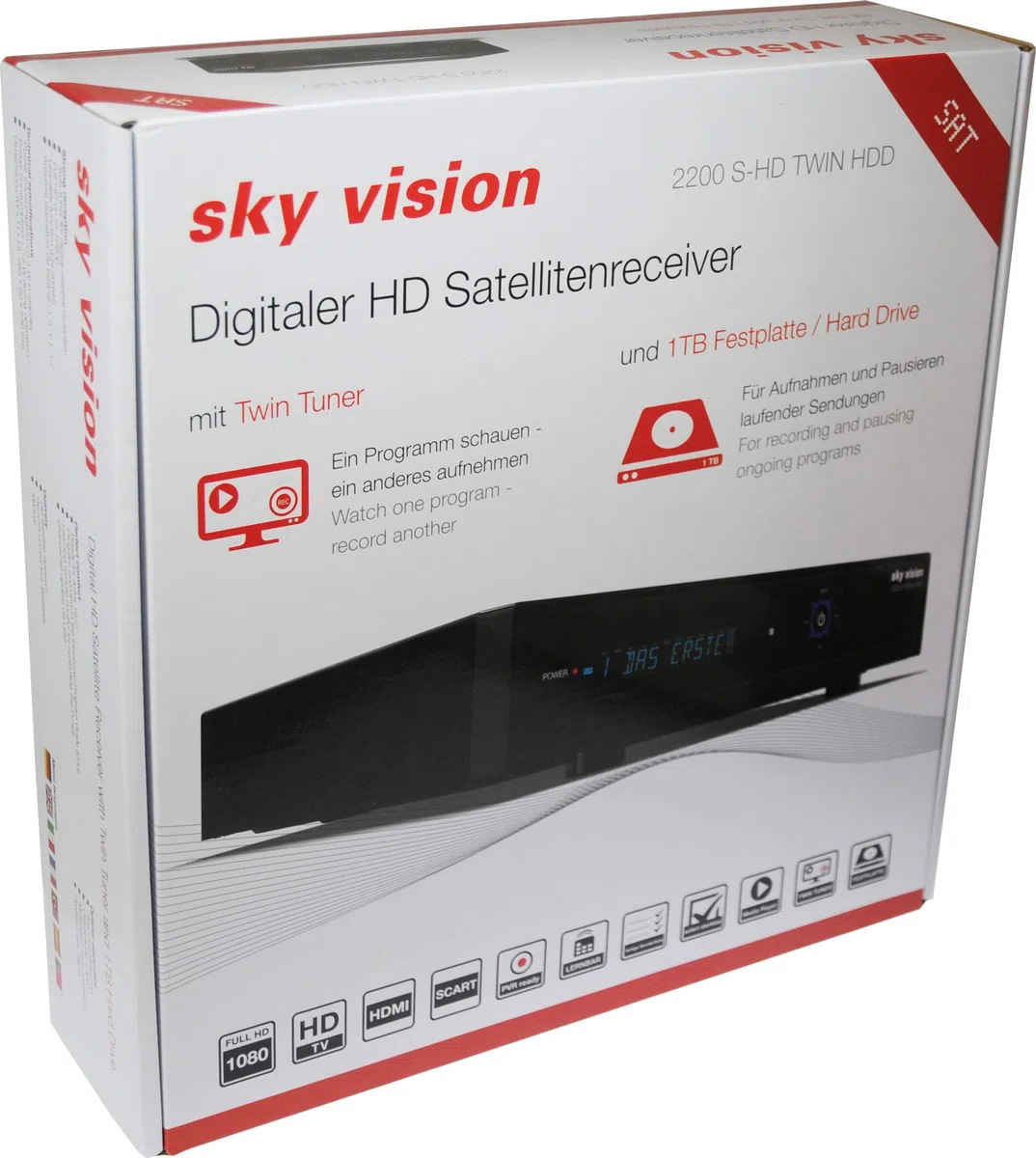 sky vision 2200 HD Digitaler Satelliten Receiver mit 1TB Festplatte (HDD, HDTV, DVB-S2, HDMI, USB 2.0, Full HD 1080p)