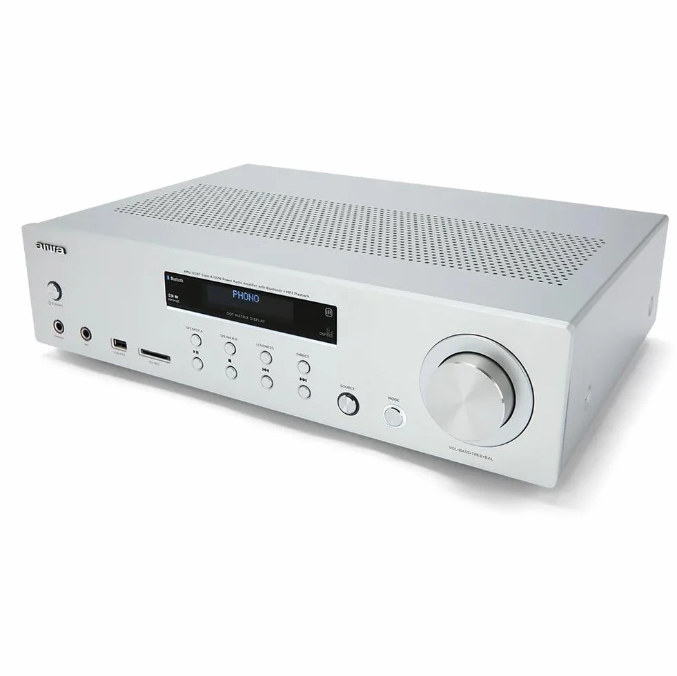 Aiwa AMU-120BT/SL AV-Receiver Verstärker Bluetooth 5.0 120 W Silber