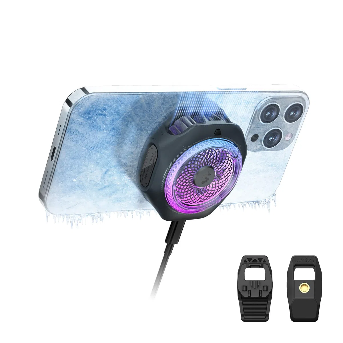 Black Shark 4PRO Magnetic Cell Phone Cooler, Handy-Kühler mit abnehmbarem Griff, App-gesteuerte Temperaturregelung, tragbarer RGB-Kühlventilator