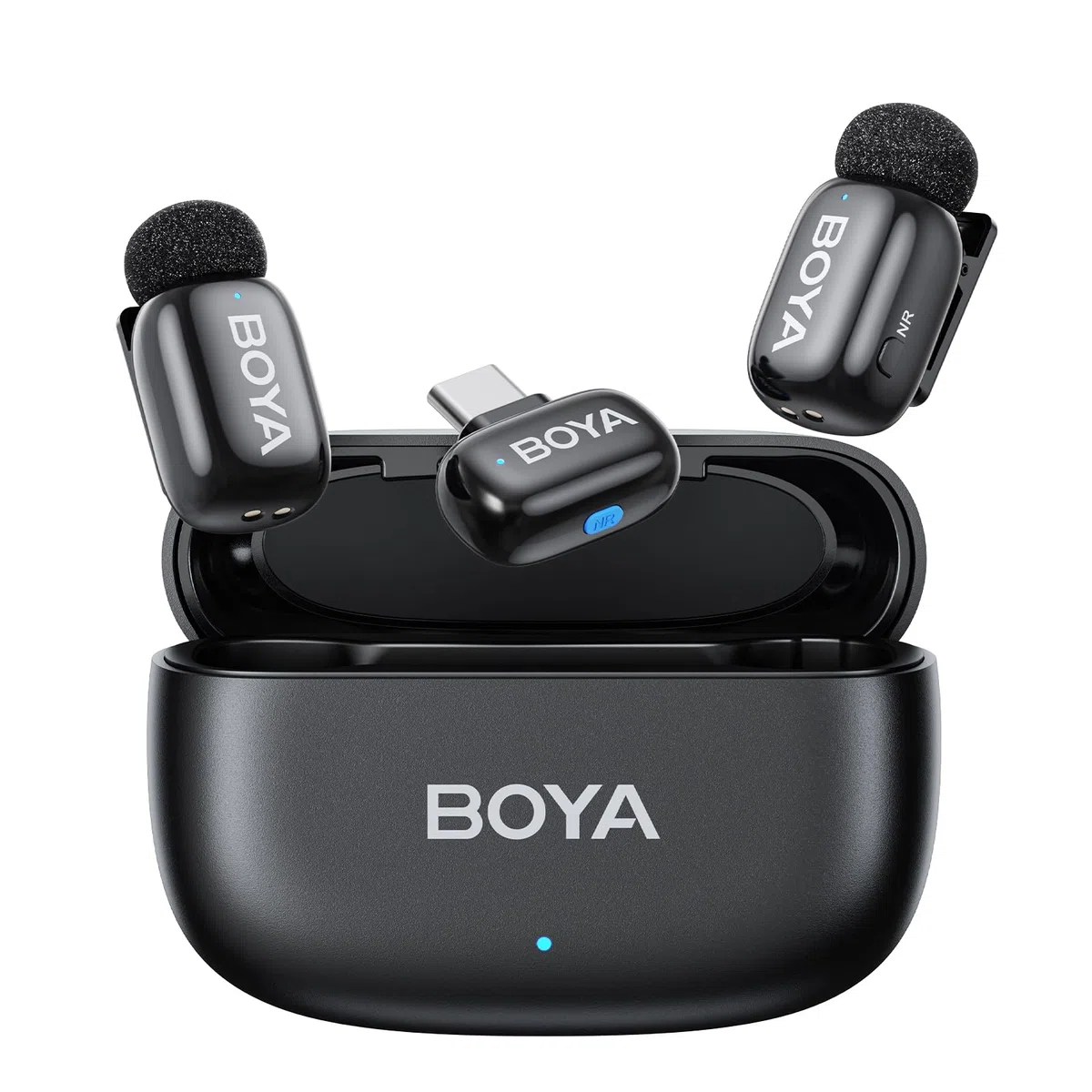 BOYA MINI Mikrofon Handy (2 Sender + 1 USB-C Empfänger + Ladeschale), 5g Ultraleicht, 48 kHz 24 Bit, Ansteckmikrofon, Kabelloses Lavalier-Mikrofon für iPhone, Android, Vlog, Rauschunterdrückung