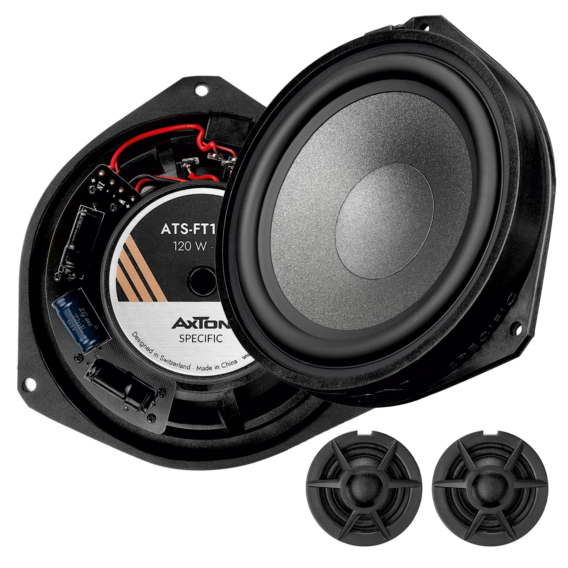 AXTON ATS-FT160C – Passgenaues 2-Wege Komponenten System, kompatibel mit FIAT Ducato Fahrzeugen, Plug & Play Front Auto Lautsprecher für Tür Einbau, 80 W RMS, 1 Paar