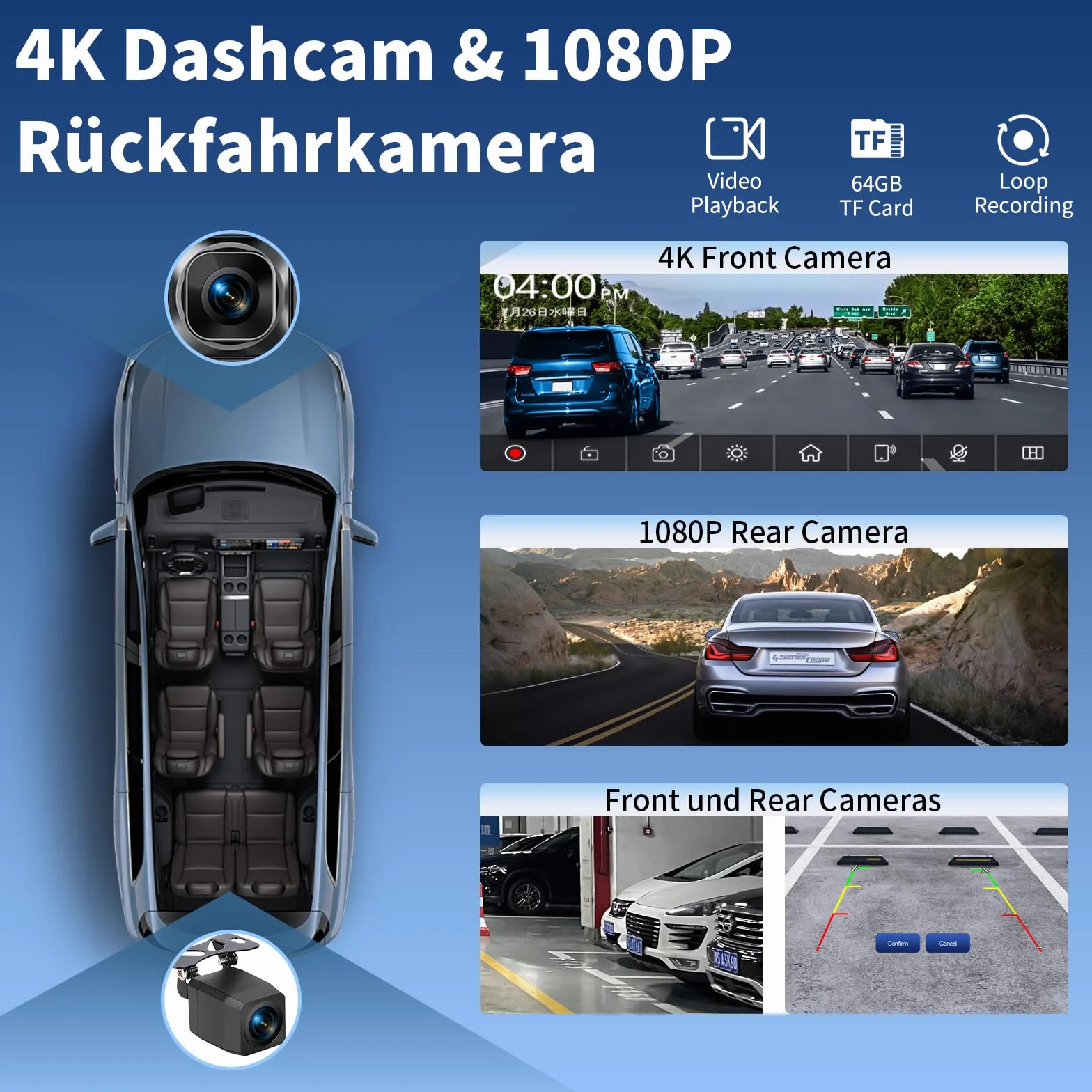 2026 Neuestes 11,5 Zoll Android Auto Display & Carplay Display: Buddy Display Car Play mit GPS Navigation 4K Dashcam Rückfahrkamera Bluetooth Sprachsteuerung IPS Touchscreen Mirror Link AUX FM 64G TF