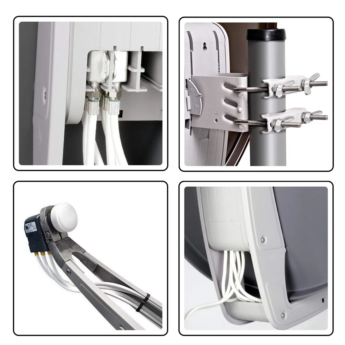 Fuba DAA 850 A 85cm Sat Schüssel Anthrazit Satellitenantenne Aluminium Reflektor + HB-DIGITAL UHD Quad LNB 4 Teilnehmer Direktanschluss schwarz 4K Utra HDTV Full HD 3D fähig + 8X F-Stecker vergoldet