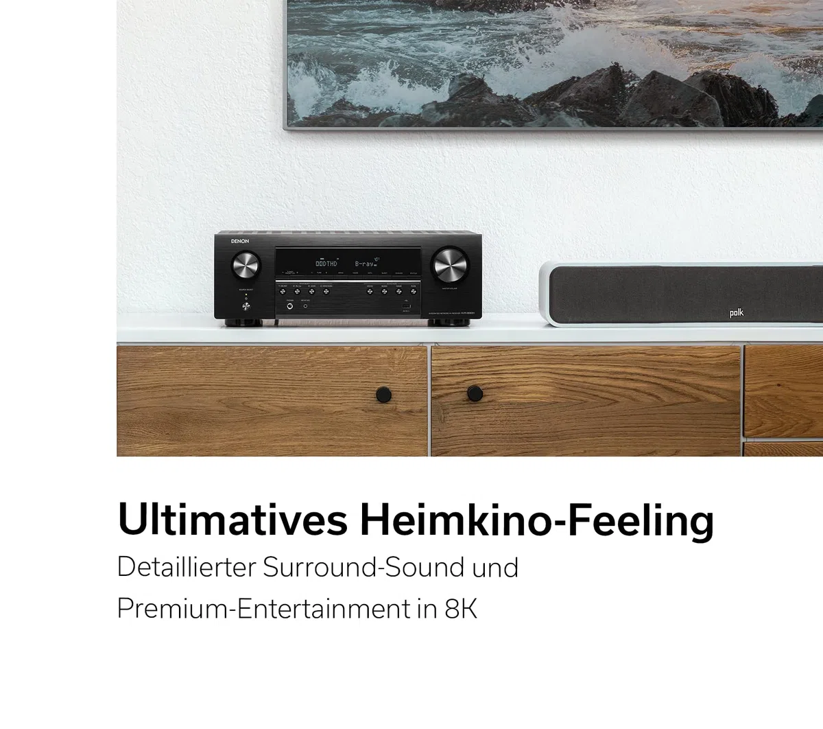 Denon AVR-S660H 5.2-Kanal AV-Receiver, 8K HDMI, Dolby Surround, Bluetooth, WLAN, AirPlay 2, HEOS, Schwarz