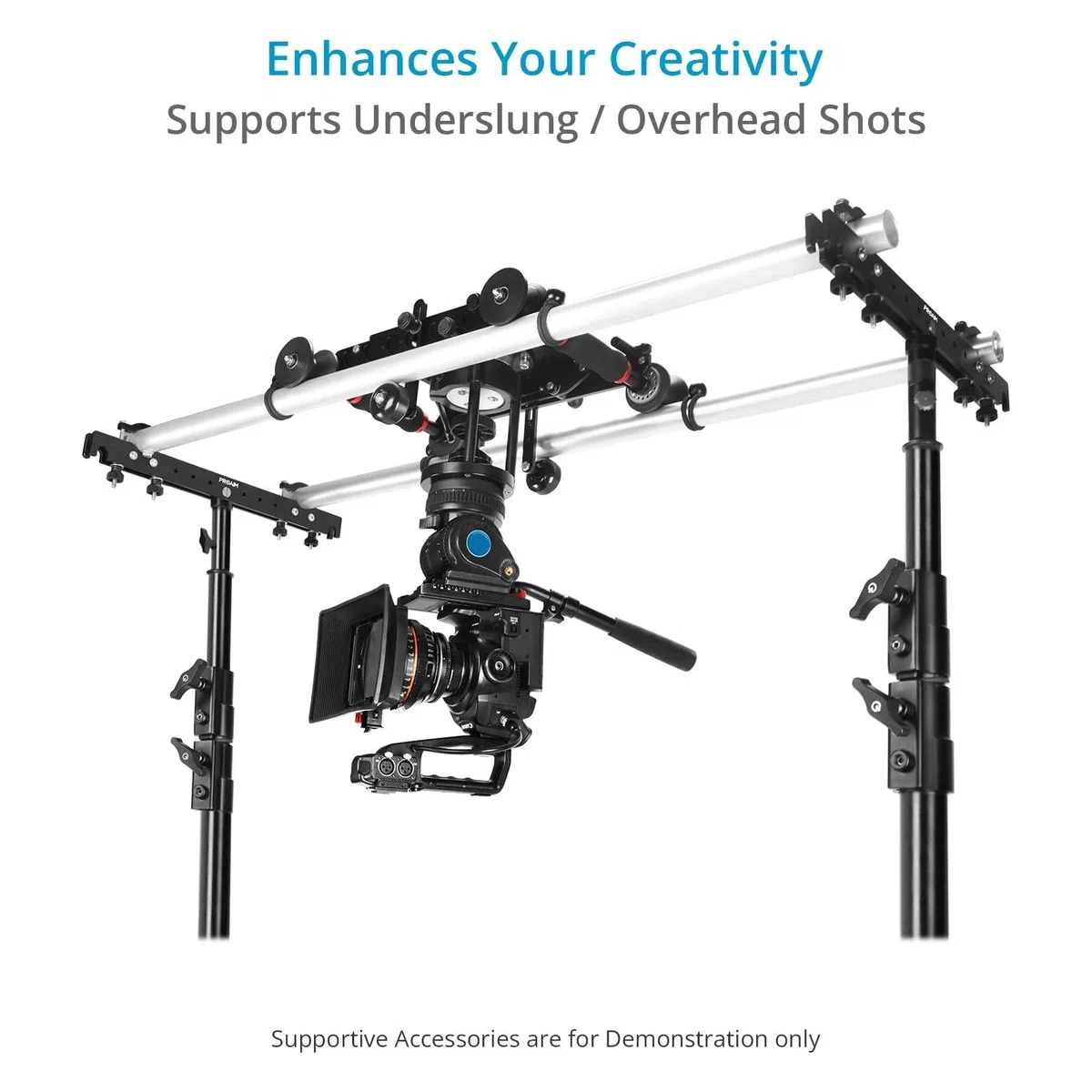 Proaim Fusion Video-/Filmkamera-Dolly Slider mit Track-Enden, läuft auf Schienen und flachen Oberflächen, Nutzlast bis zu 100 kg (DL-FUSN-01)