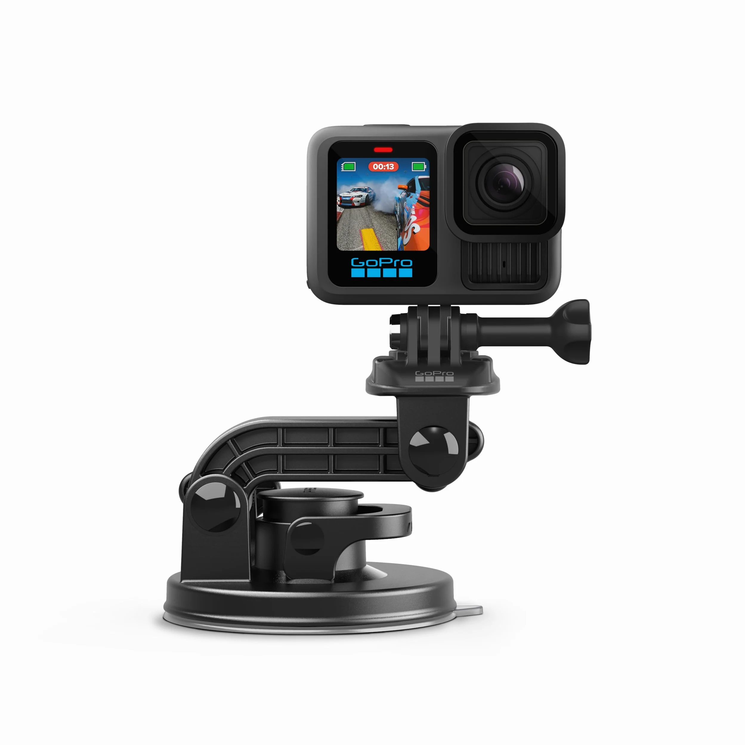 GoPro HD HERO2, HERO3, HERO3+ Front Saugnapfhalterung - gebogene, vertikale Schnellspannschnalle, 2 x Schwenkarme, Rändelschrauben (Offizielles GoPro-Zubehör)