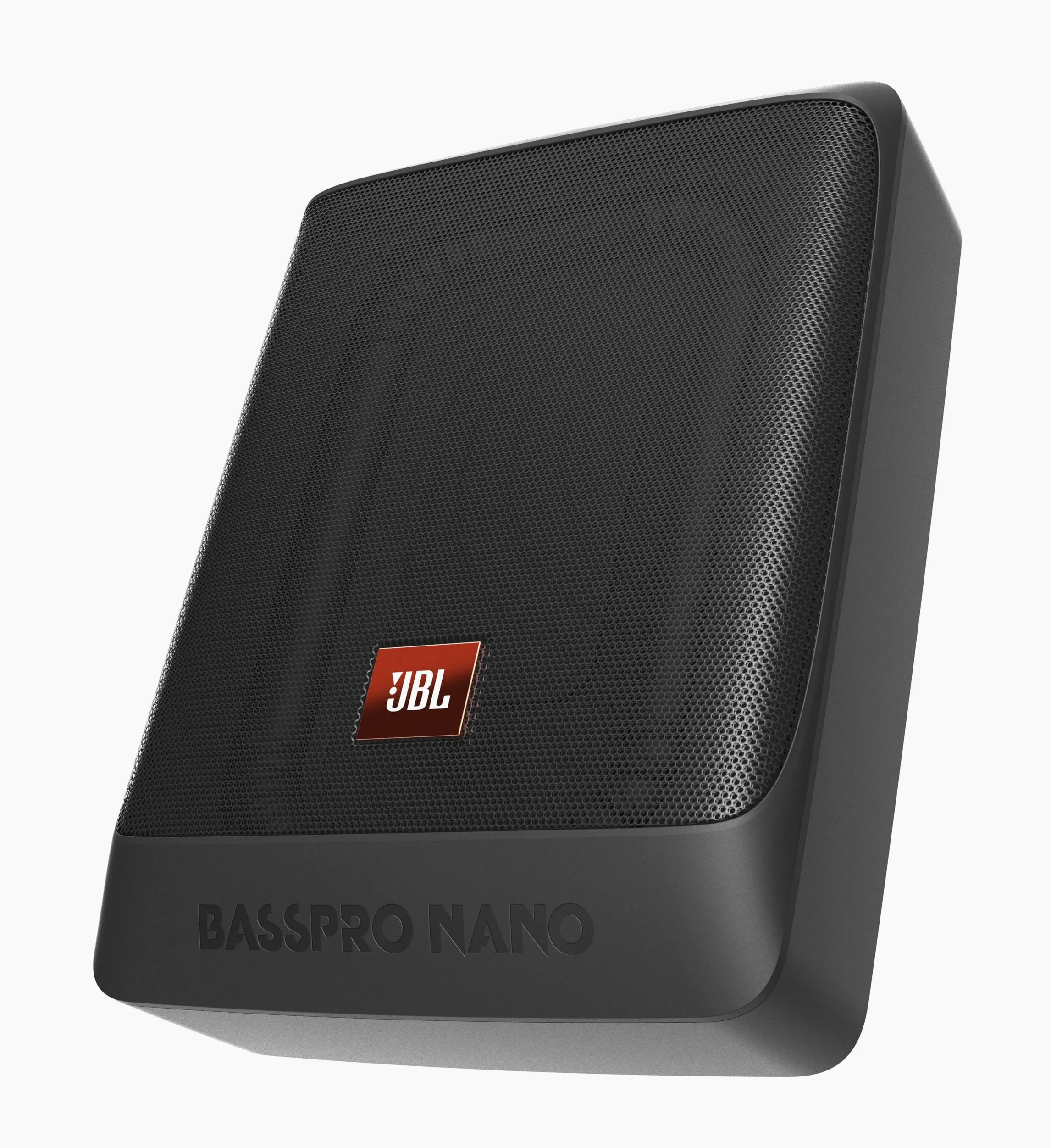 JBL BassPro Nano Ultra-Kompaktes aktives Untersitz Subwoofer Set 15 x 20 cm - 200 Watt Unter sitz Auto Subwoofer Aktiv, schwarz