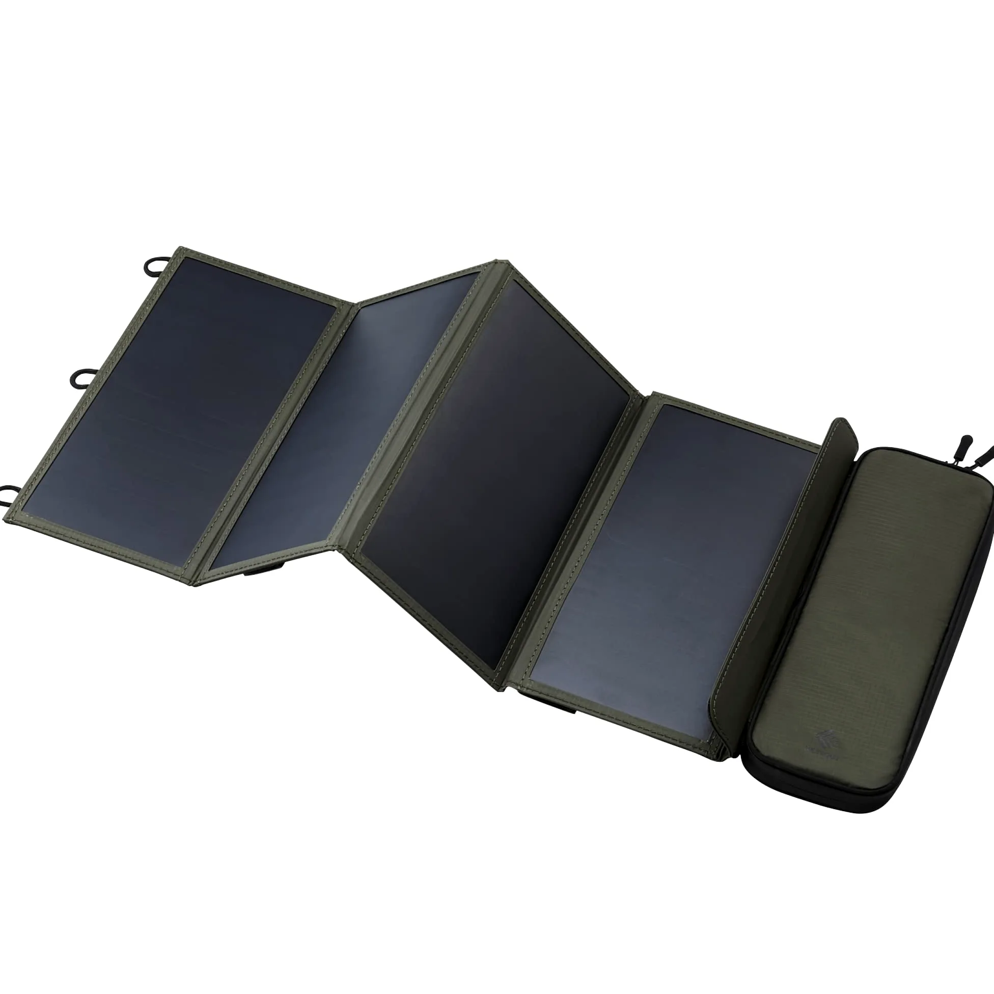 ELECOM NESTOUT Tragbares Solarmodul, Dual-USB-A-Ports, 28 W Stromerzeugungs-Ladegerät für Handy, Camping, strapazierfähiges, wasserabweisendes Ripstop-Nylon, faltbar, leicht, verstellbare Ständer (4