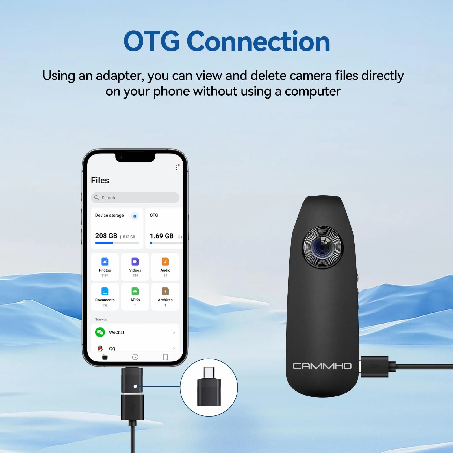 CAMMHD 1080P 32GB Körperkamera Full HD Portable Bodycam One-Key-Aufnahme Bewegungserkennung, 3-7 Stunden Aufnahme, Unterstützung OTG Verbindung (Maximale Unterstützung 512GB)