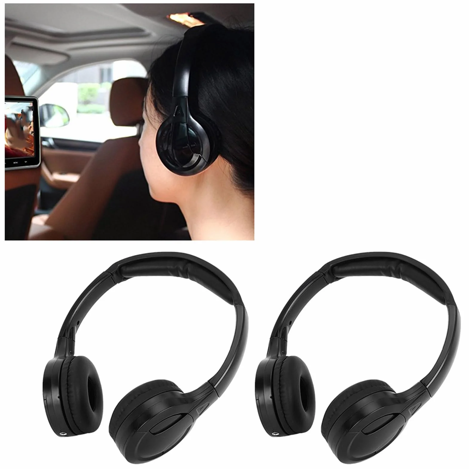 Qiilu Espace 4, 2-Kanal-Stereokopfhörer mit kabellosem Infrarot für die Kopfstütze im Auto, DVD-Player im Wohnwagen, kabellose Uconnect-Telefone, U Connect, Infrarotkopfhörer
