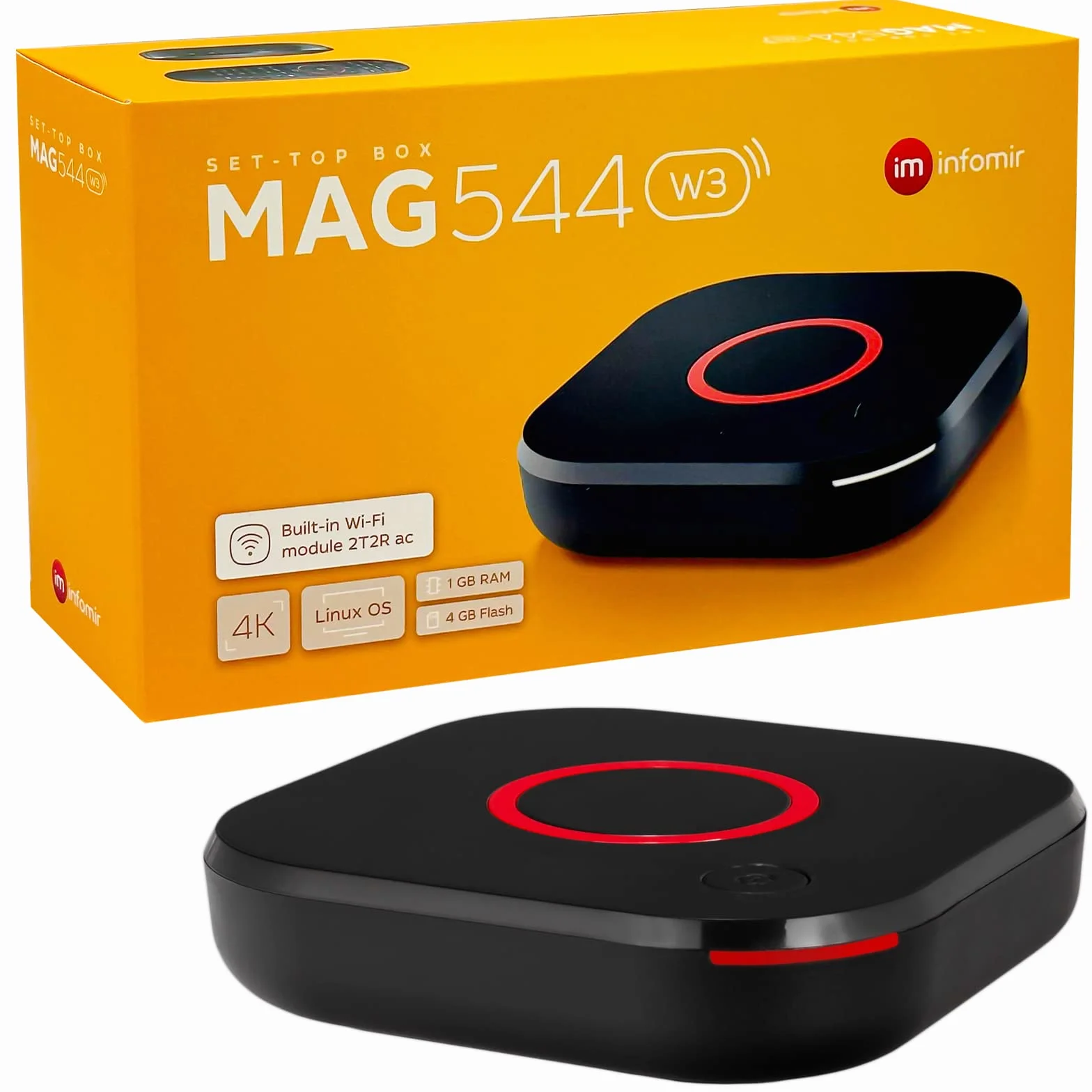 MAG 544w3 Original Infomir & hb-digital 4K Set Top Box Multimedia Player Internet TV Receiver UHD 60FPS 2160p@60 FPS HDMI 2.1 4K- und HEVC-Unterstützung USB3.0 4X ARM Cortex-A35 + HDMI Kabel