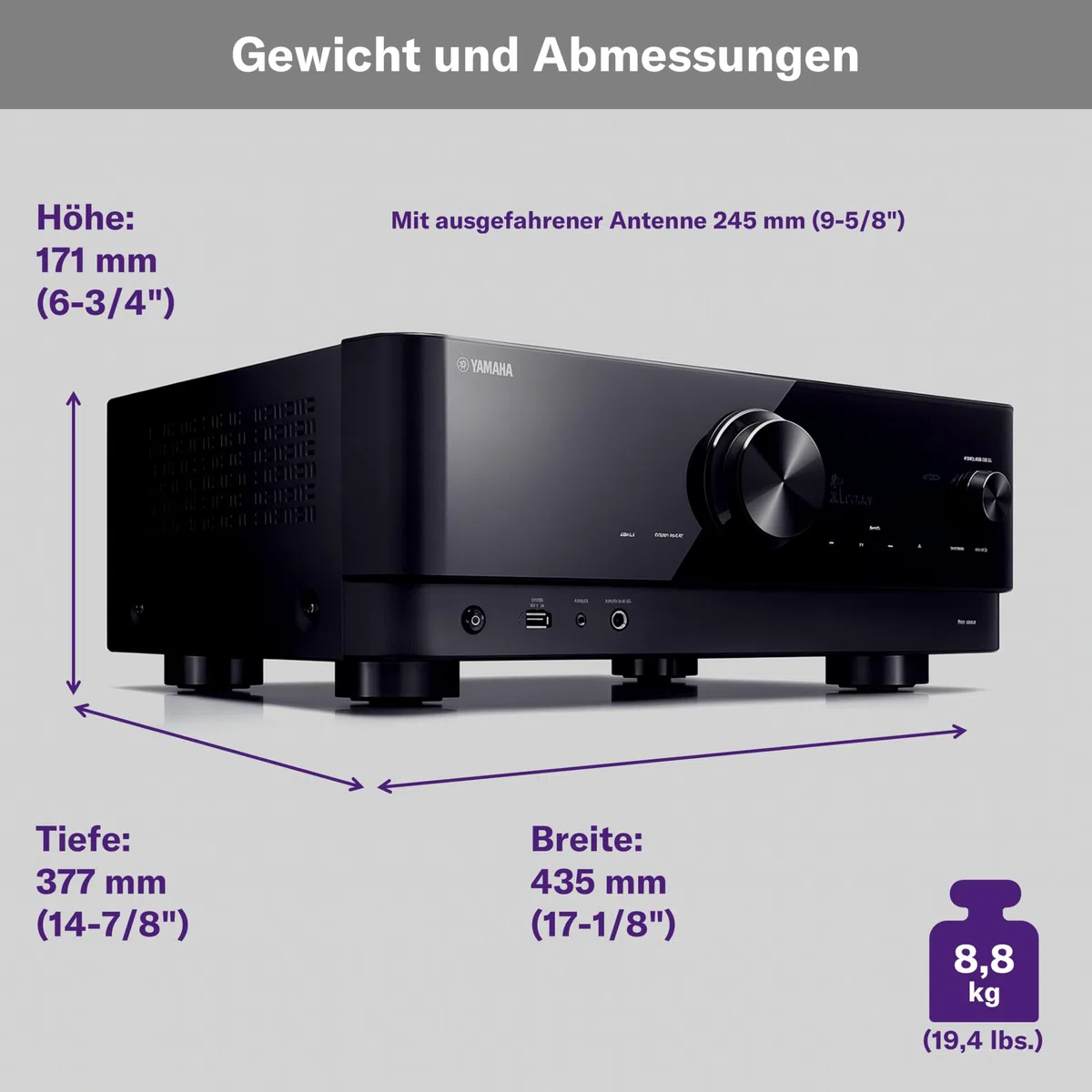 Yamaha RX-V4A Netzwerk-Receiver 5.2 Kanäle MusicCast Surround-Sound Gaming Funktionen Voice Control schwarz