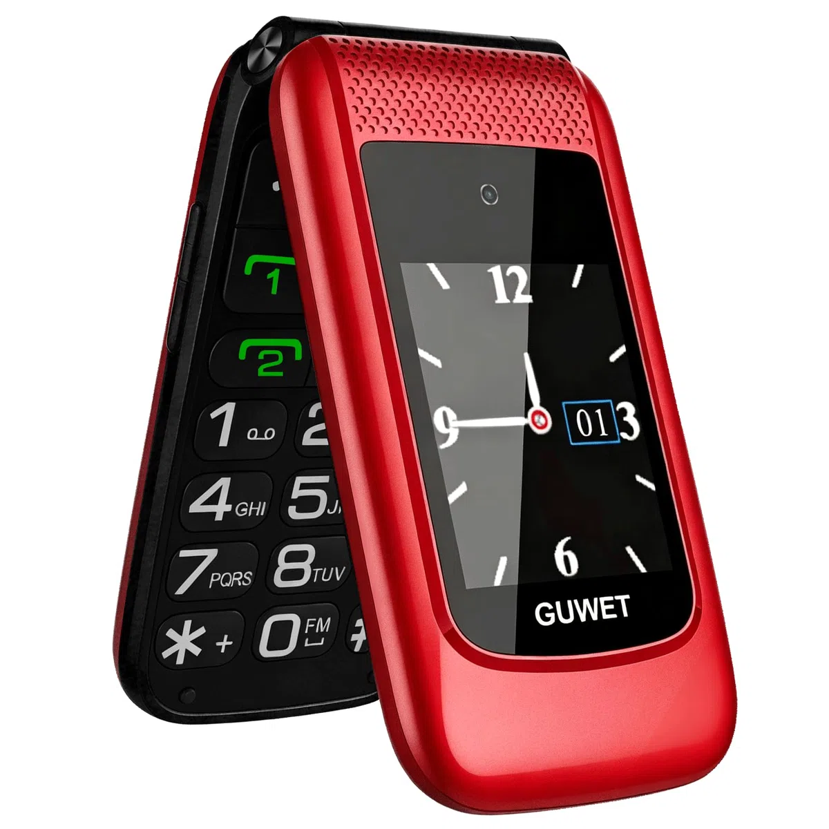 Seniorenhandy Klapphandy ohne Vertrag,Dual SIM 2G GSM mit SOS-Notruftaste,Rentner Handy Großen Tasten mit 1600mAh Akku,USB-C,2.4"+1.77" Dual Display,Rot