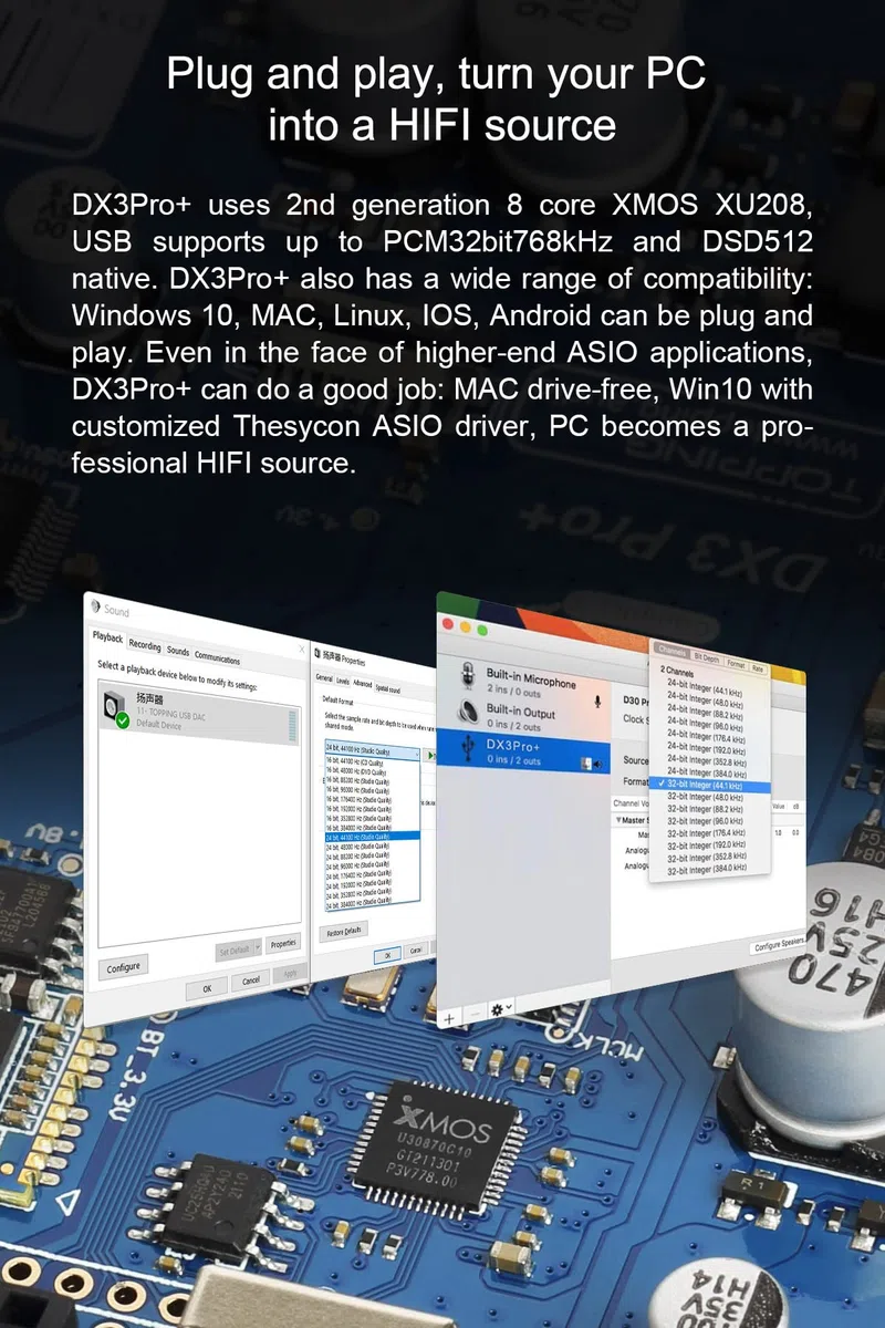 Topping DX3 Pro Bluetooth 5.0 Kopfhörerverstärker LDAC DSD512 DAC Schwarz