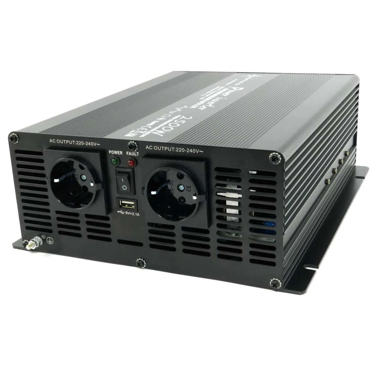 SOLARTRONICS NM2500 Spannungswandler 24V 230V modifizierter Sinus 2500W - 5000W Spitzenleistung - Wechselrichter 24V auf 230V Stromwandler mit Schuko-& USB Anschluss Solar Inverter Umwandler