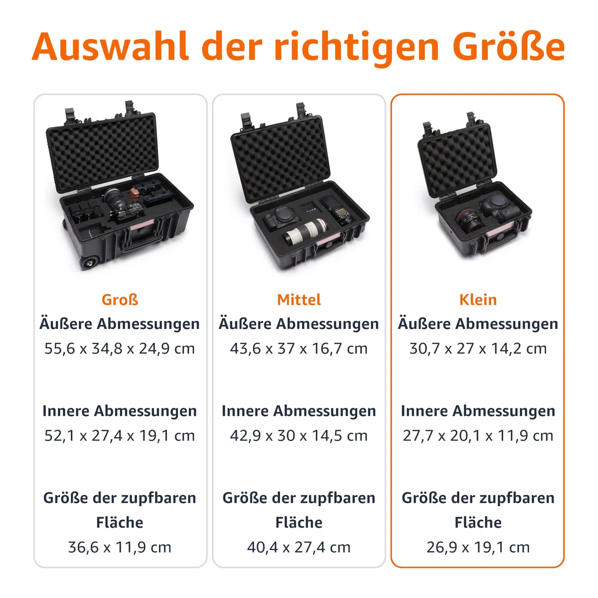 Amazon Basics Kleine Schützende Tragbare Harte Kameratasche mit Anpassbarem Passform-Schaumstoff für Drohnen, Kamera, Objektive und Zubehör, Wasserdicht, Stoßfest, 30.7 x 27 x 14.2 cm, Schwarz