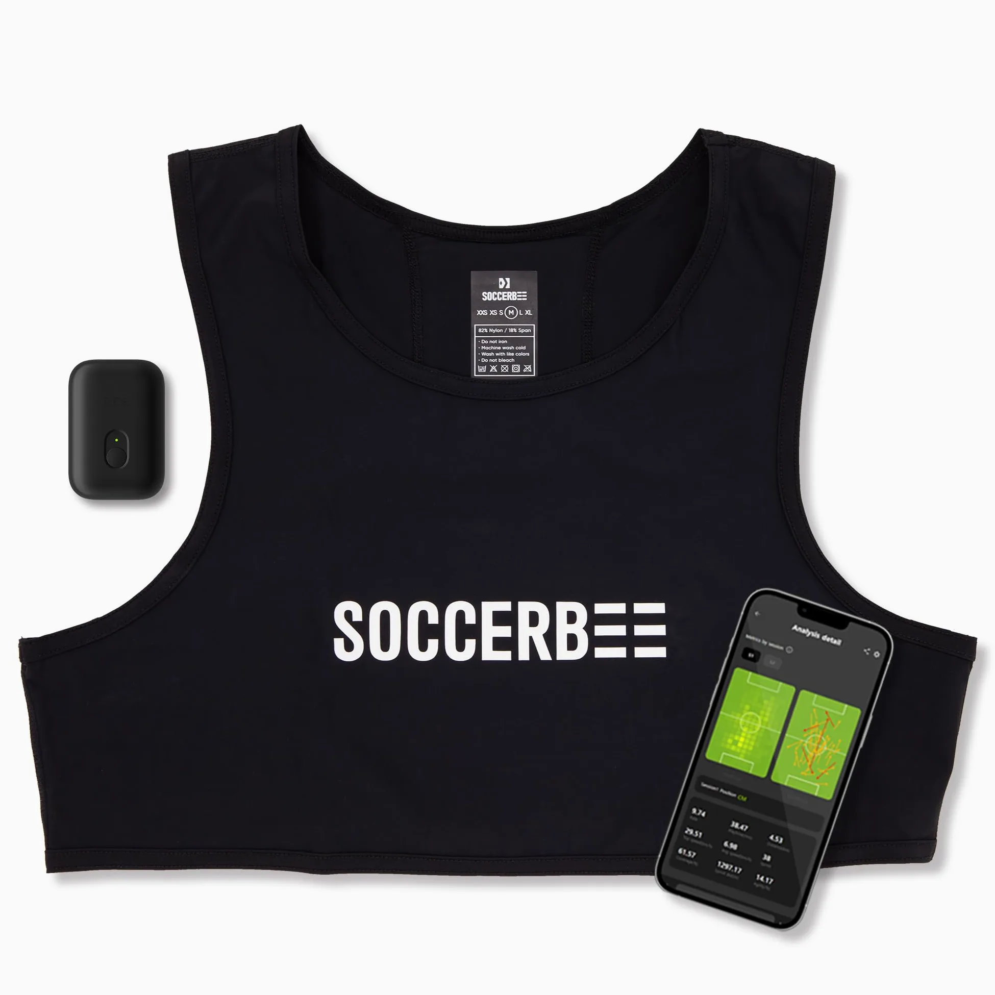 SOCCERBEE Pro 2 Tracker GPS und Weste für die Verfolgung der Aktivitäten von Athleten bei Outdoor-Sportarten wie Fußball, Rugby, Hockey und Lacrosse (Größe XS)