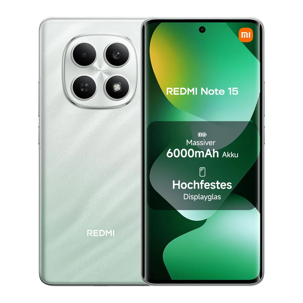 XIAOMI Redmi Note 15 Smartphone 8+256 GB Android 6000 mAh Akku wassergeschützt 108 MP Kamera 6,77" FHD+ Display Forest Green