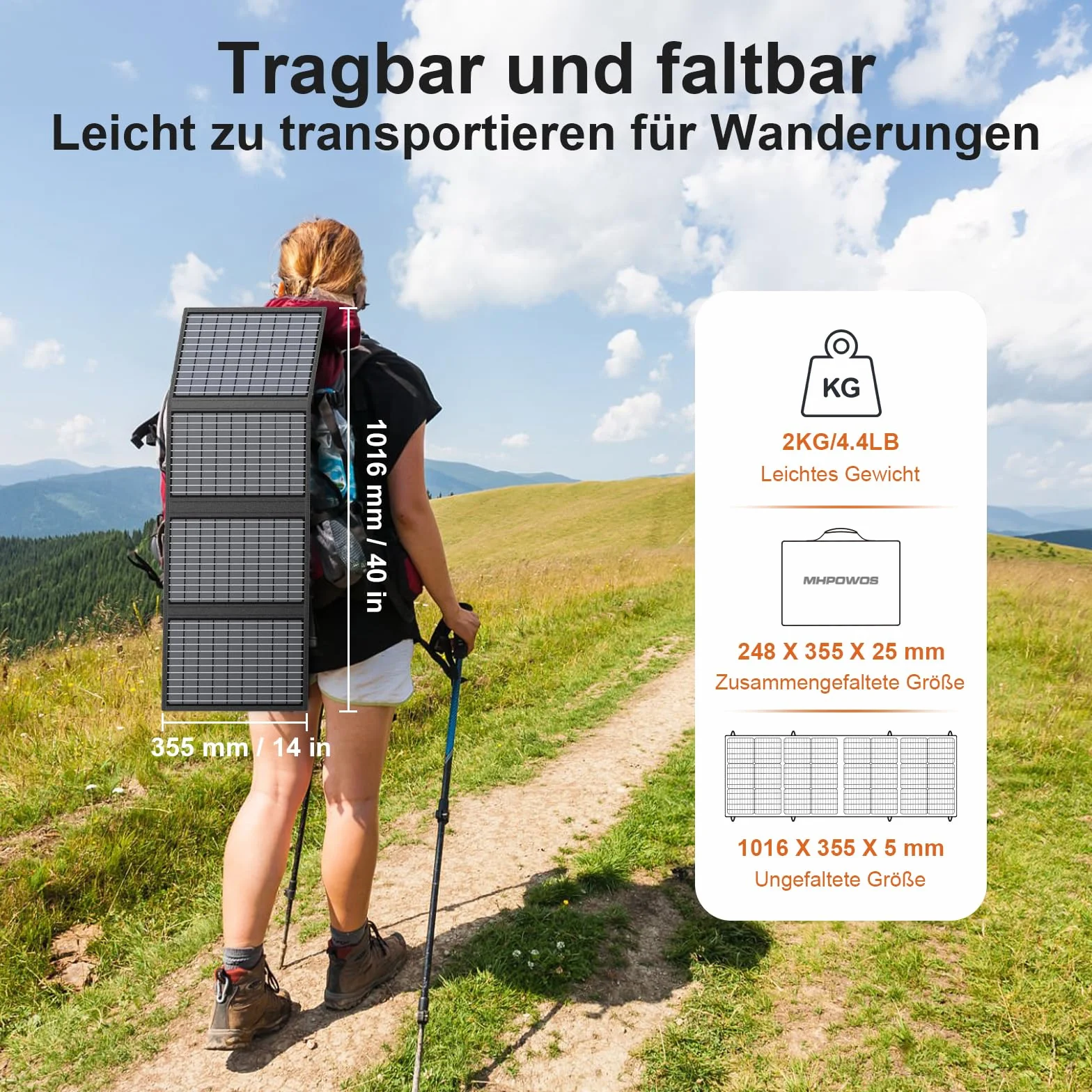 60W Tragbares Solarladegerät mit Ständer, Faltbares Solarpanel mit USB-C, USB-A und DC-Ausgängen, für Camping, Wandern, Notstromversorgung für Kleine Stromgeneratoren, Telefone, Powerbanks