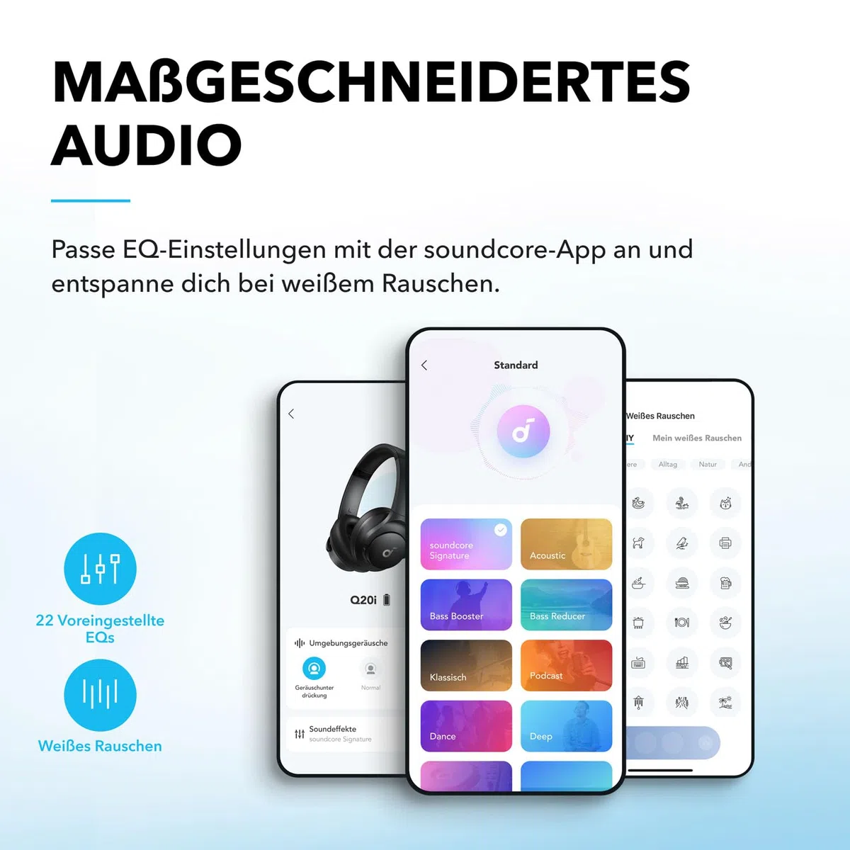 Soundcore by Anker Q20i Kabelloser Bluetooth Over-Ear-Kopfhörer mit Hybrid Active Noise Cancelling, 40h Spielzeit, Hi-Res Audio