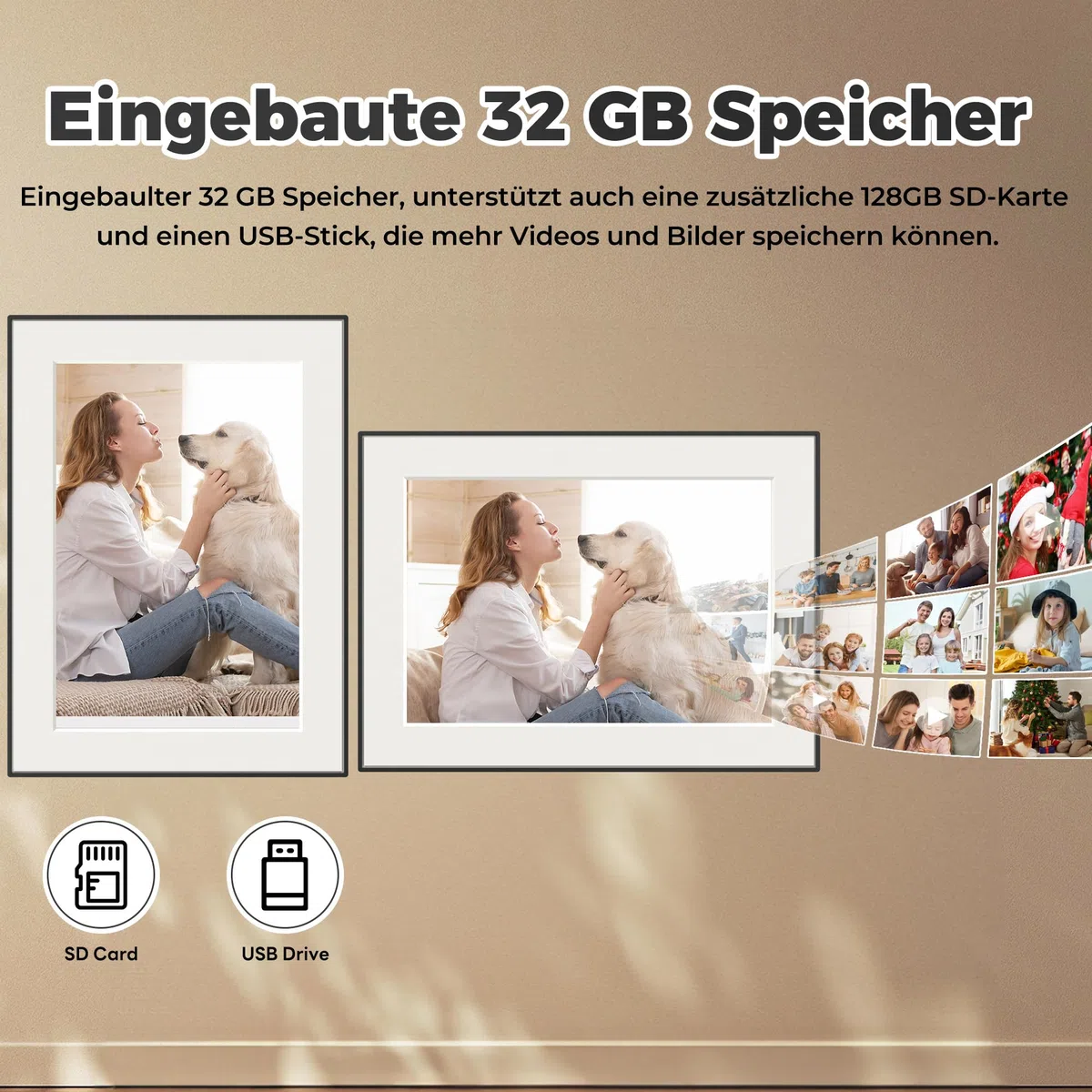 Frameo WiFi Digitaler Bilderrahmen 10,1 Zoll 32GB 1280x800 IPS HD Touch Screen Automatische Drehung