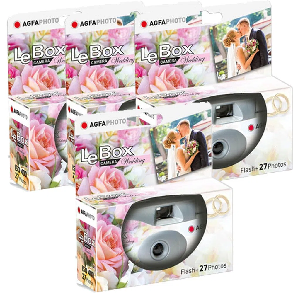 PHOTO PORST 4 x Hochzeitskamera, Partykamera Edition Wedding (je 27 Aufnahmen, 4er Pack, 35mm, Automatik, Farbe)