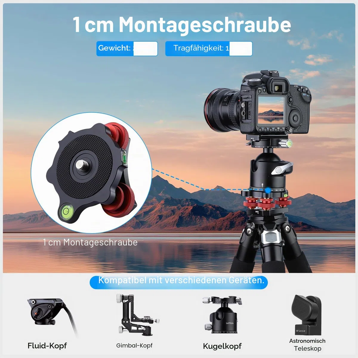 Stativ-Nivellierständer mit +/-5-Grad-Präzisions-Einstellungshalterung für Seestar S50/Panoramakopf, Kugelkopf, Videokopf und Stativ