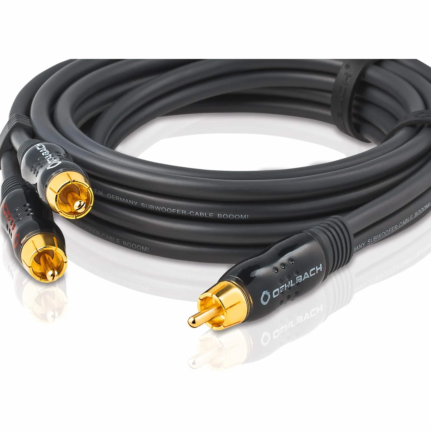 Oehlbach BOOOM - Subwoofer Y-Cinch-Kabel (2 x Cinch auf 1 x Cinch, druckvolle Basswiedergabe & effektive Schirmung) - anthrazit, 15 Meter