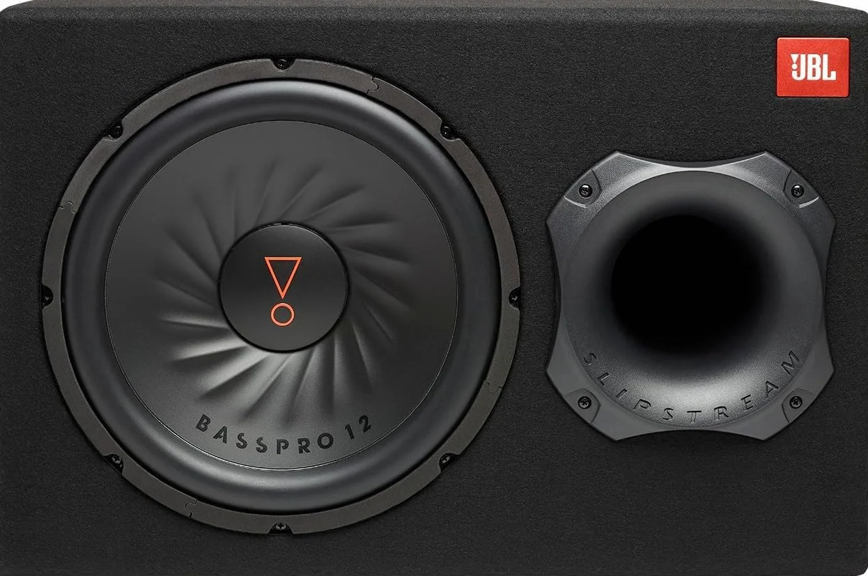 JBL BassPro 12 Aktiv Subwoofer Auto Set - Bassreflex Woofer JBL box groß 30 cm, 450 Watt verstärker Auto Soundsystem und Car hifi Bassbox Gehäuse