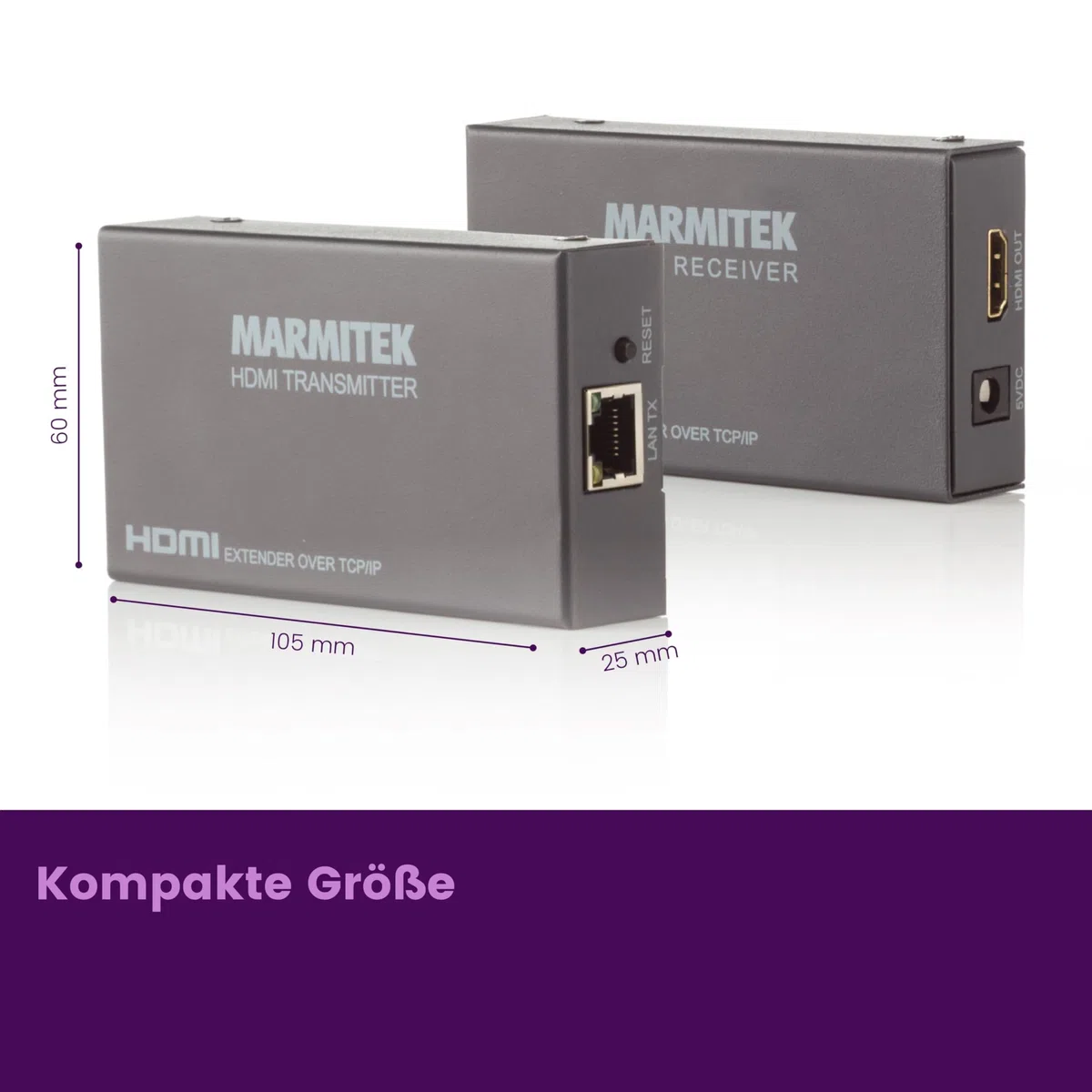 Marmitek MegaView 90 - HDMI over Ethernet Extender 120 m CAT5e CAT6 LAN | Full HD 1080p über bestehendes LAN, 1 Sender auf mehrere Fernseher, Router/Switch, mehrere Empfänger und Plug & Play