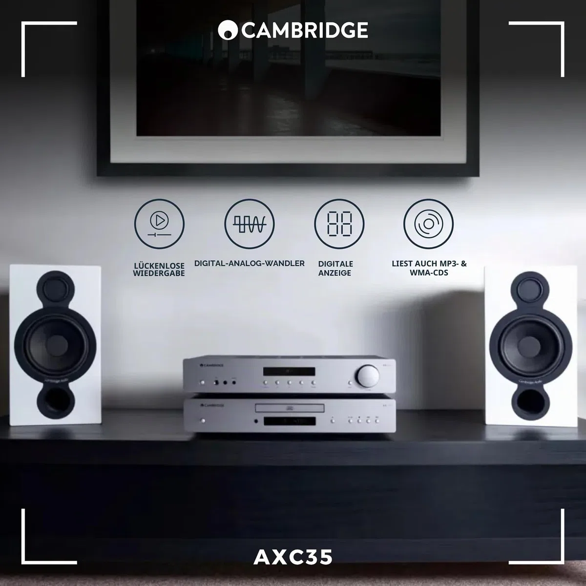 Cambridge Audio AXC35 – CD-Player, HiFi-CD-Player mit lückenloser Wiedergabe, Wolfson DAC & Digitalausgang für Heimstereoanlage – Lunar Grey