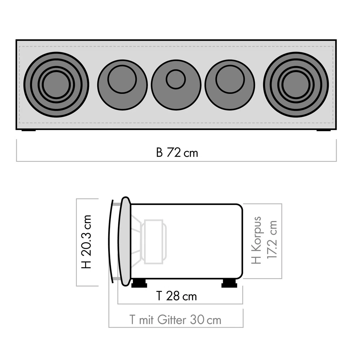 Nubert nuVero 70 | Schwarzer Centerlautsprecher | 1 Stück Kompaktlautsprecher | Lautsprecher für Heimkino & Musikgenuss | Stimmen auf höchstem Niveau | Passive Centerbox 3 Wege Technik Made in Germany