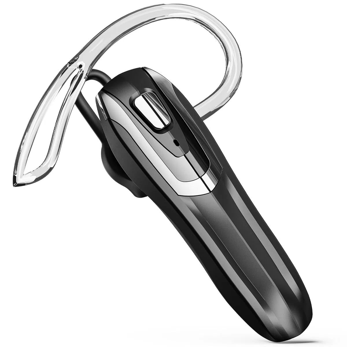 Bluetooth Headset V6.0 mit KI Geräuschunterdrückung 38 Std. Sprechzeit Single Ear Freisprech-Ohrhörer Dual Pairing Schwarz-Silber
