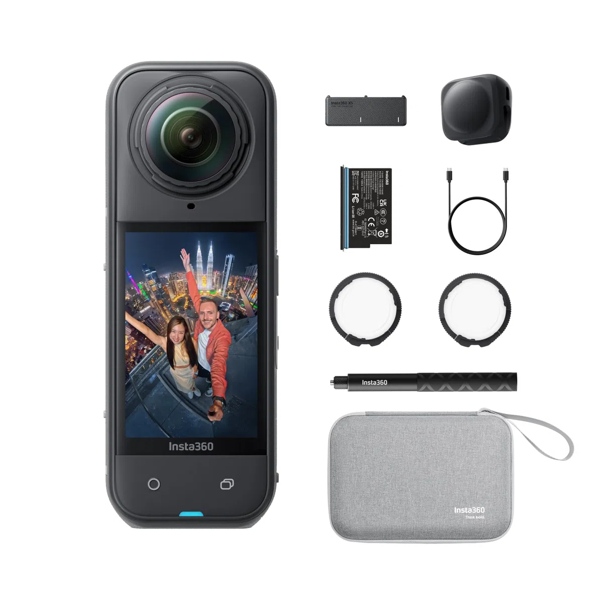 Insta360 X5 Bundle wasserdichte 8K 360°-Kamera, unsichtbarer Selfie-Stick-Effekt, auswechselbare Linsen, 3 h Akku
