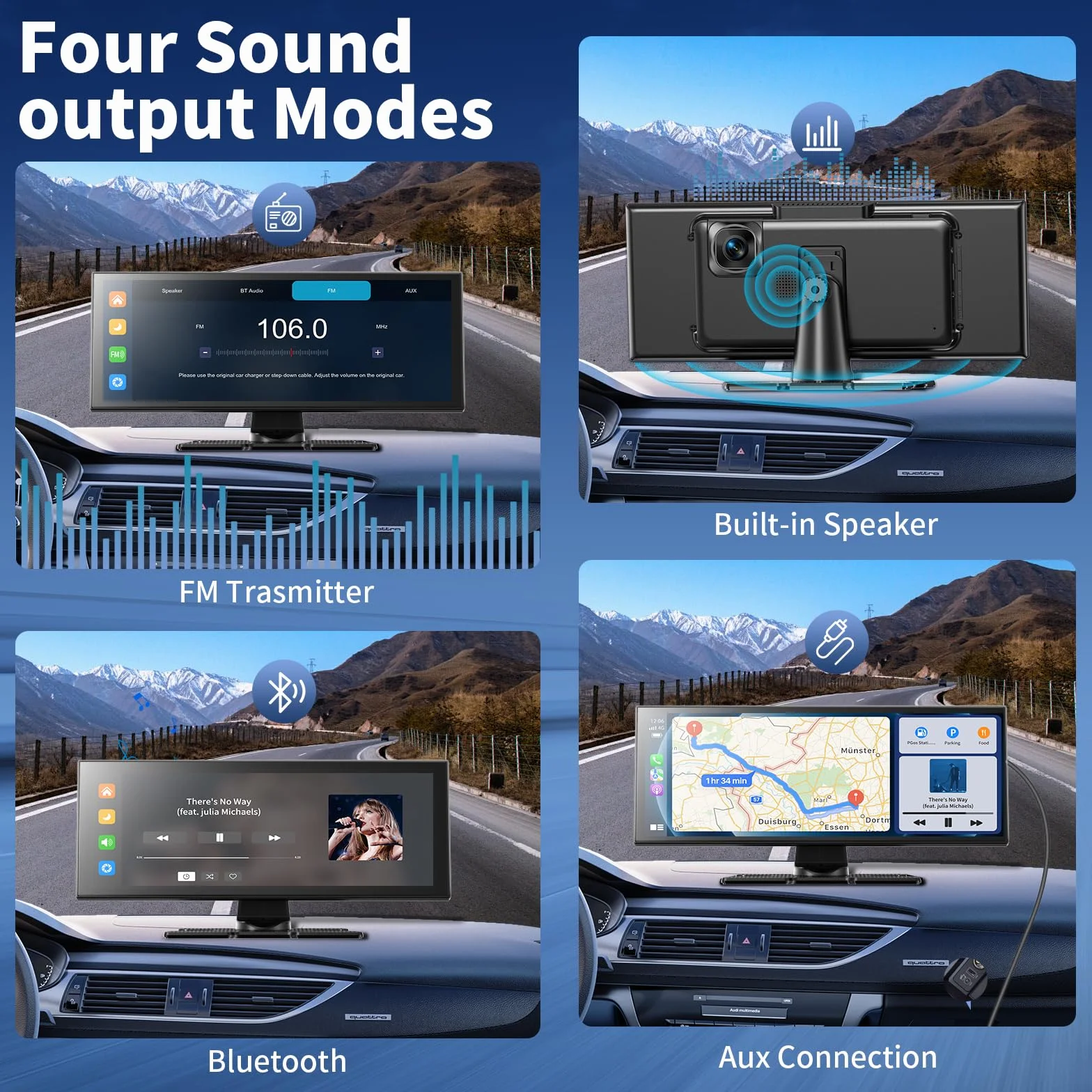 2026 Neuestes 11,5 Zoll Android Auto Display & Carplay Display: Buddy Display Car Play mit GPS Navigation 4K Dashcam Rückfahrkamera Bluetooth Sprachsteuerung IPS Touchscreen Mirror Link AUX FM 64G TF