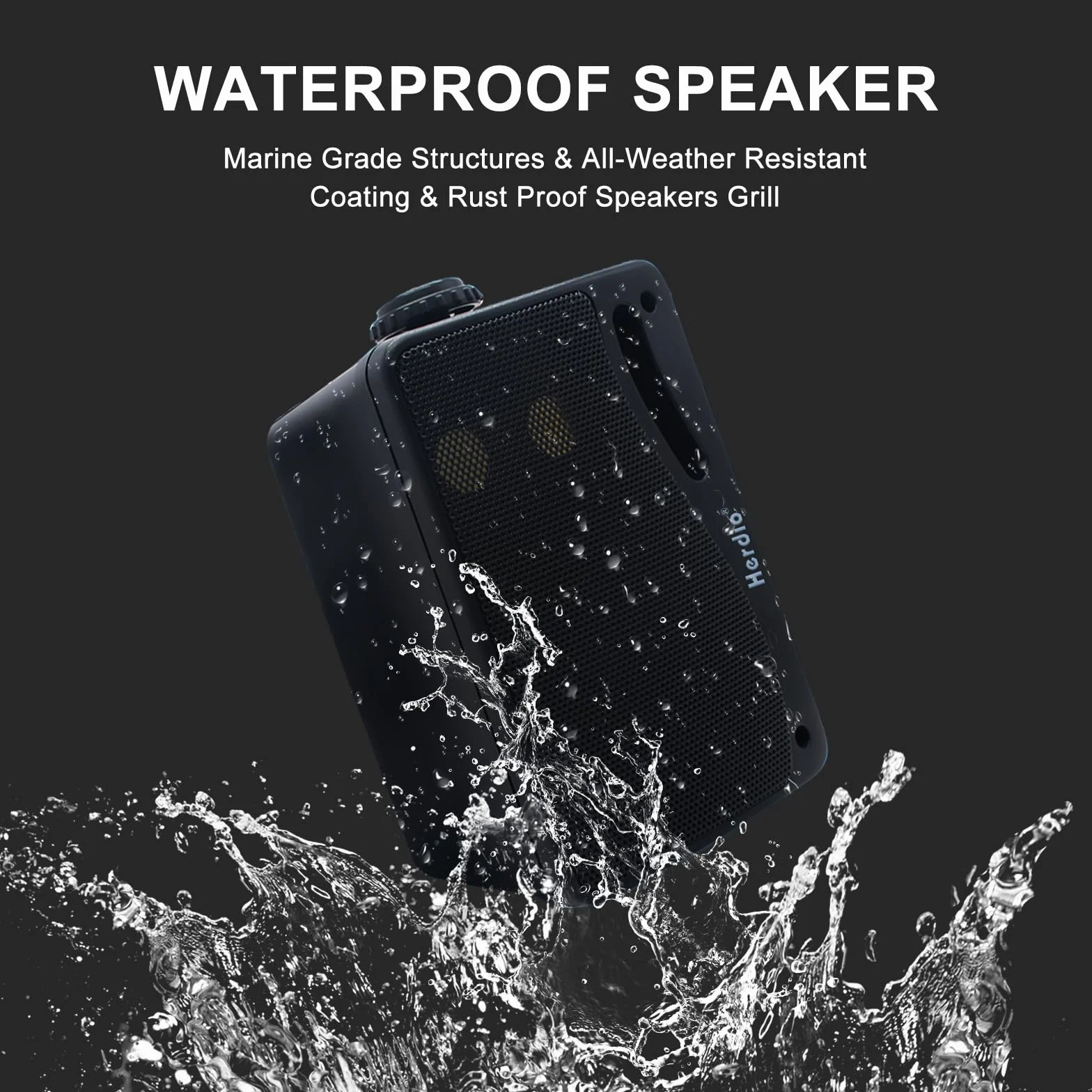 Herdio 3,5 Zoll Bluetooth Outdoor Lautsprecher Marine Lautsprecher 3 Wege 200W kabelgebunden Wasserdicht Weatherproof für Outdoor Indoor Patio Garten Deck Camper Boot Terrasse Restaurant (Schwarz)