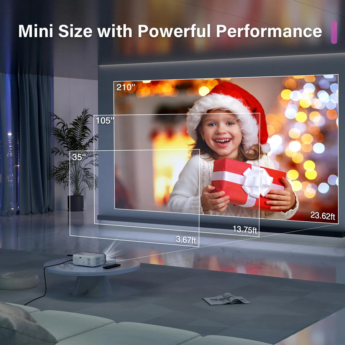 VOPLLS Mini Beamer 26000L WiFi Bluetooth Full HD 1080P Projektor Tragbar mit 50% Zoom Heimkino