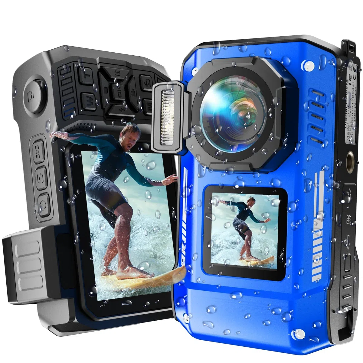 Maxmango D50 8K Unterwasserkamera,33FT wasserdichte Kamera mit 16GB Karte,2.8'' Dual-Screen Selfie Staubdichte, Stoßfeste Digitalkamera mit 2500mAh Batterie, 18X für Schnorcheln, Schwimmen und Urlaub