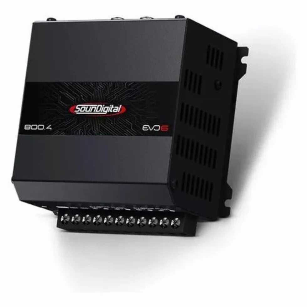 SounDigital 800.4 EVO 6.0 4‑Kanal Auto Verstärker | 800W RMS Endstufe | 4 Ohm | High‑/Low‑Pass Filter | Cinch Eingang | Kompakte Car‑HiFi Endstufe