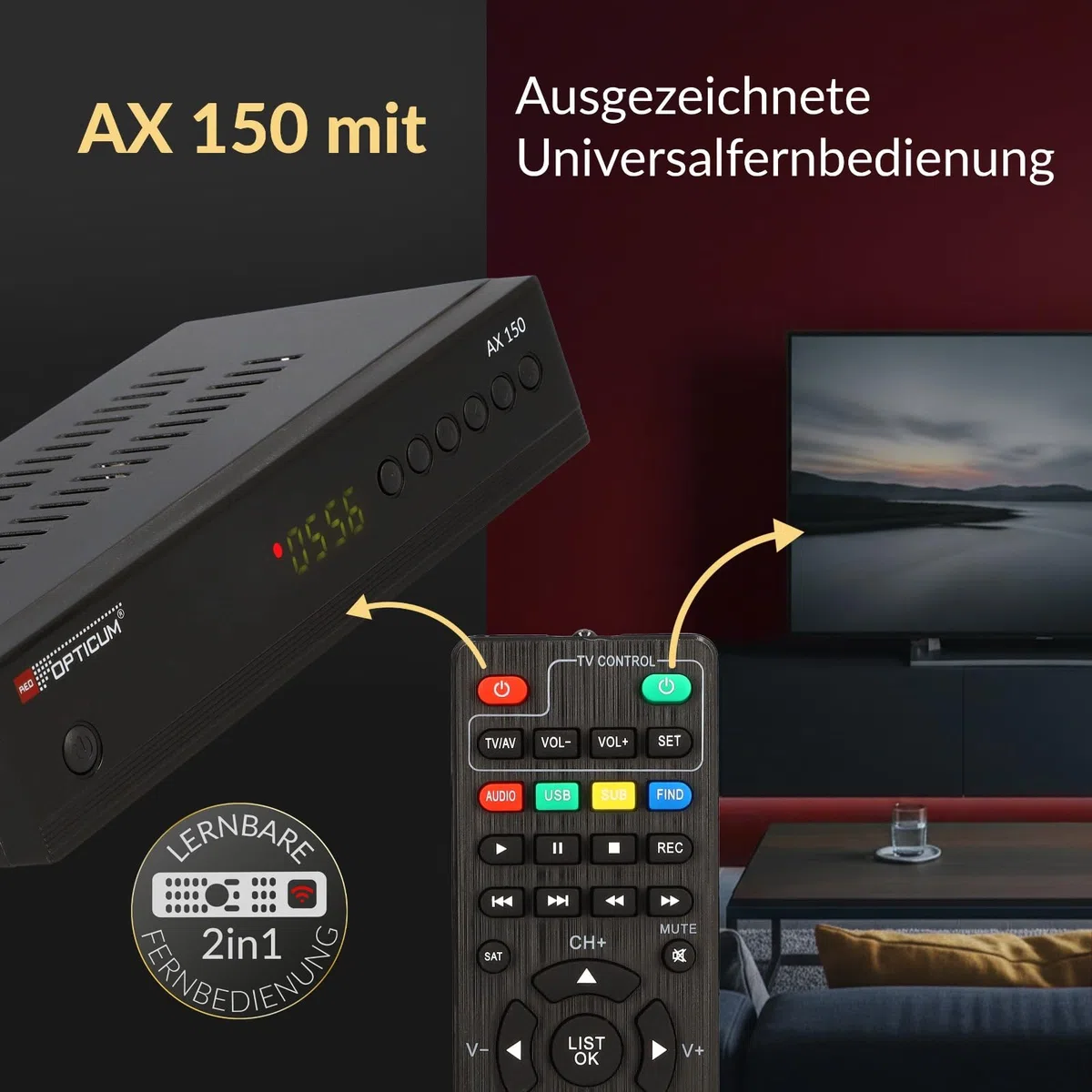 Opticum AX-150 Sat Receiver PVR Ready HD Digital Satelliten Receiver mit HDMI SCART USB