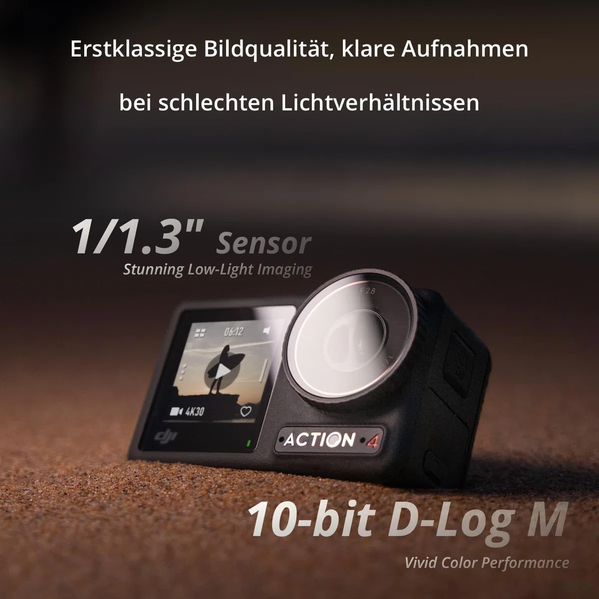 DJI Osmo Action 4 Essential-Combo, 4K/120fps Action Cam mit 1/1,3-Zoll-Sensor, Unterwasserkamera, 10-Bit und D-Log M-Farbleistung, 1.770 mAh Akku