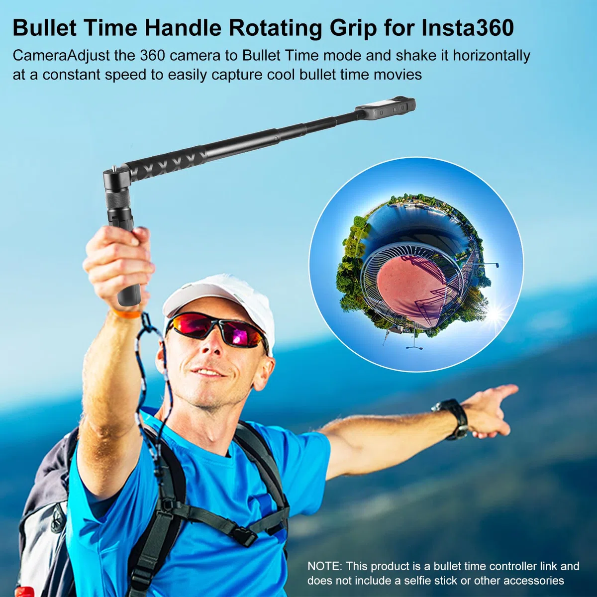 PULUZ Insta 360 Bullet Time Selfie-Stick-Set für Insta360 X3 X4 X5 ONE X2, 114 cm unsichtbares Selfie-Stick-Einbeinstativ & Mini-Stativ für Kamera mit Dual-1/4-Schrauben für GoPro Hero 12 11 10 8 7 6
