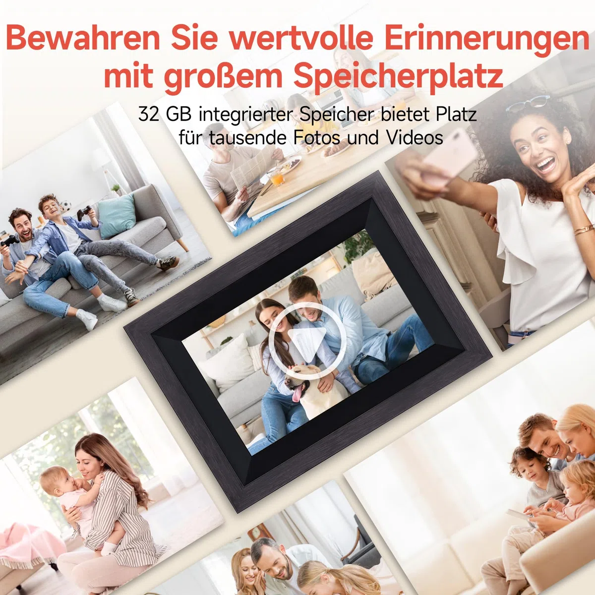 Digitaler Bilderrahmen, Rollei Smart Frame WiFi 105 10,1 Zoll Frameo WLAN Digital Photo Frame 1920x1200 Touchscreen 32GB Speicher Holz Schwarz Digitaler-Bilderrahmen-Digital-Elektronischer-Fotorahmen