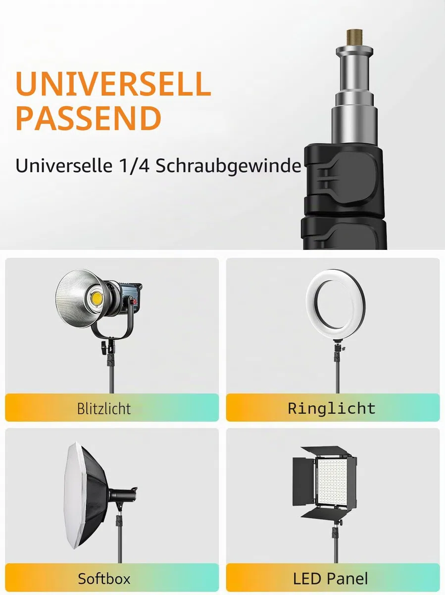 AOCHUAN Komplettes Kamerastativ für Smartphones, Kamera-Gimbal-Stabilisatoren, mit 0,44 m ~ 1,7 m Aluminium-Legierung, Beleuchtungsständer (T20), 1,7 m